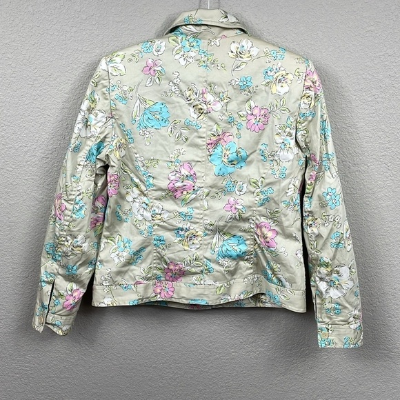 O Oscar De Le Renta Floral Collared Jacket Cream Multi Sz 10 - Picture 3 of 8